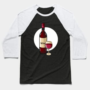 Wine Bottle and Glass Baseball T-Shirt